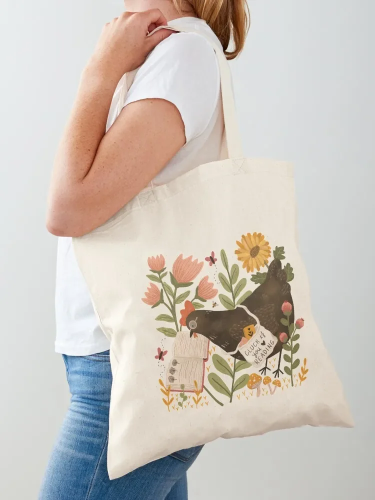 Chicken Reading a Book Tote Bag Women's bags tote bag custom Tote Bag