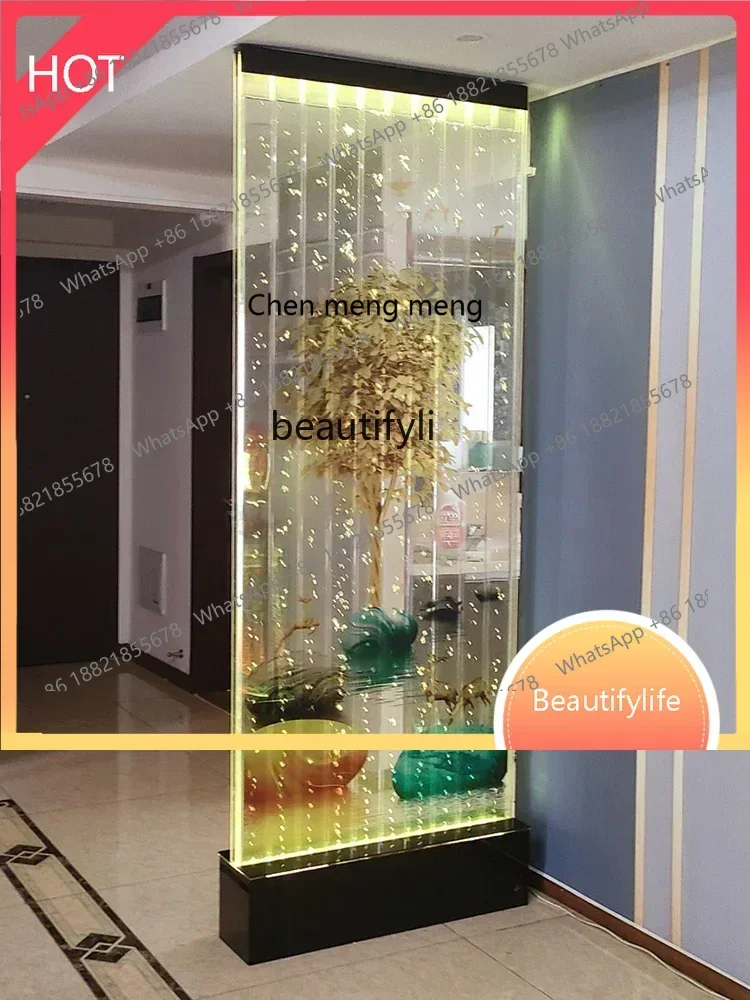 Smart Water Curtain Wall Flowing Water Subareas Screens Entrance Decoration Background Acrylic Bubble Wall