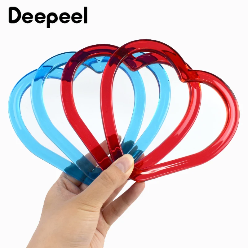 

1/2Pairs 14cm Heart Plastic Ring Handles Resin Bags Handle for Women's Handbag Wovenbag Purse Frame DIY Handmade Bag Accessories