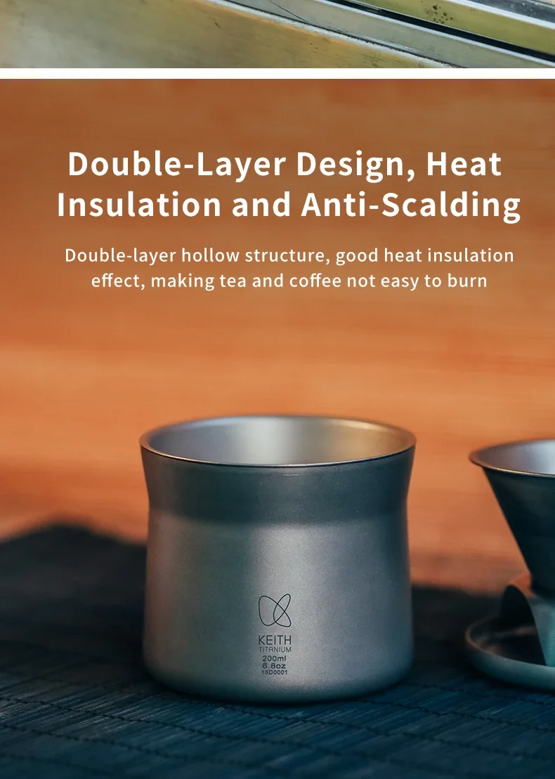 Keith Titanium Ultralight Kaffeemaschine Ti3911, inklusive maßgeschneiderter Premium-Lederhülle, multifunktionale Teetasse für Outdoor-Camping – Detail 6