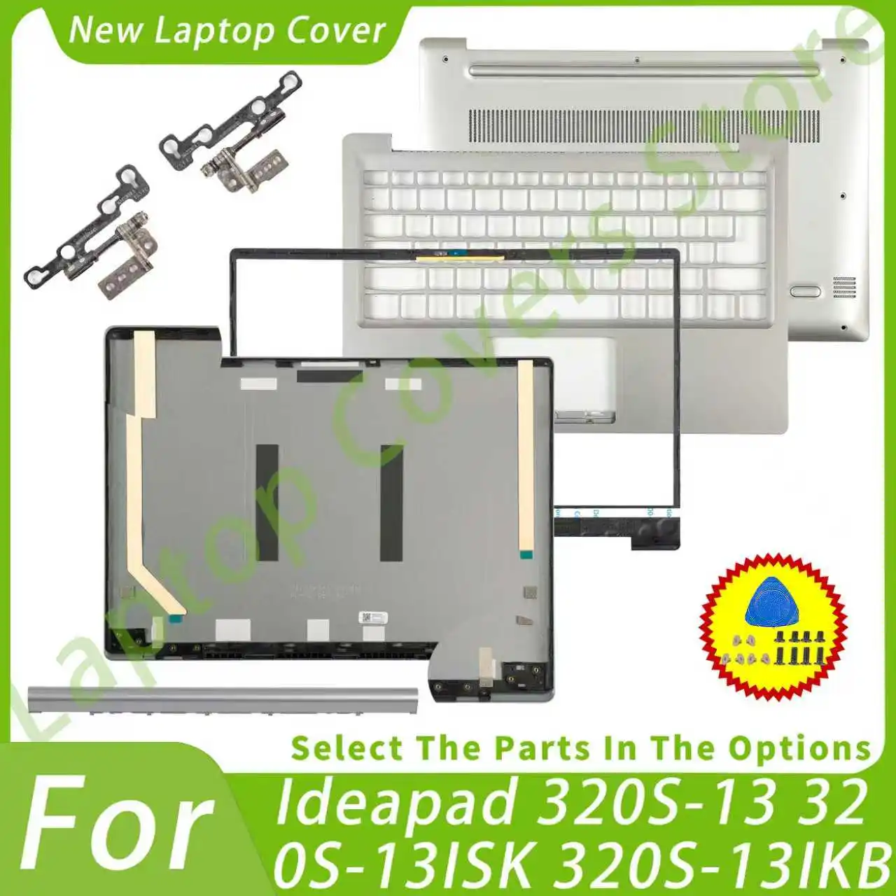 

Новая задняя крышка для Ideapad 320S-13IKB 320s-13isk 81AK, передняя рамка, подставка для рук, нижние петли, запчасть для замены, серая