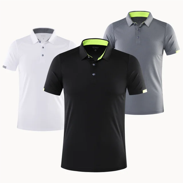 Letnia szybkoschnąca koszulka polo z krótkim rękawem Koszulka golfowa Grupa firm Oddychająca koszulka fitness z klapami Sportowy top z dużymi guzikami