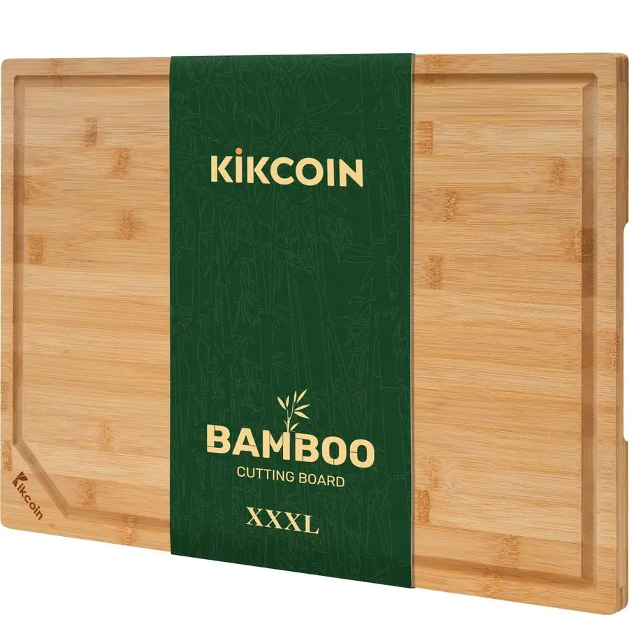 

Bamboo Cutting Boards for Kitchen, Extra Large Wood Cutting Board with Deep Juice Groove and Handle Heavy Duty Chopping board, ,