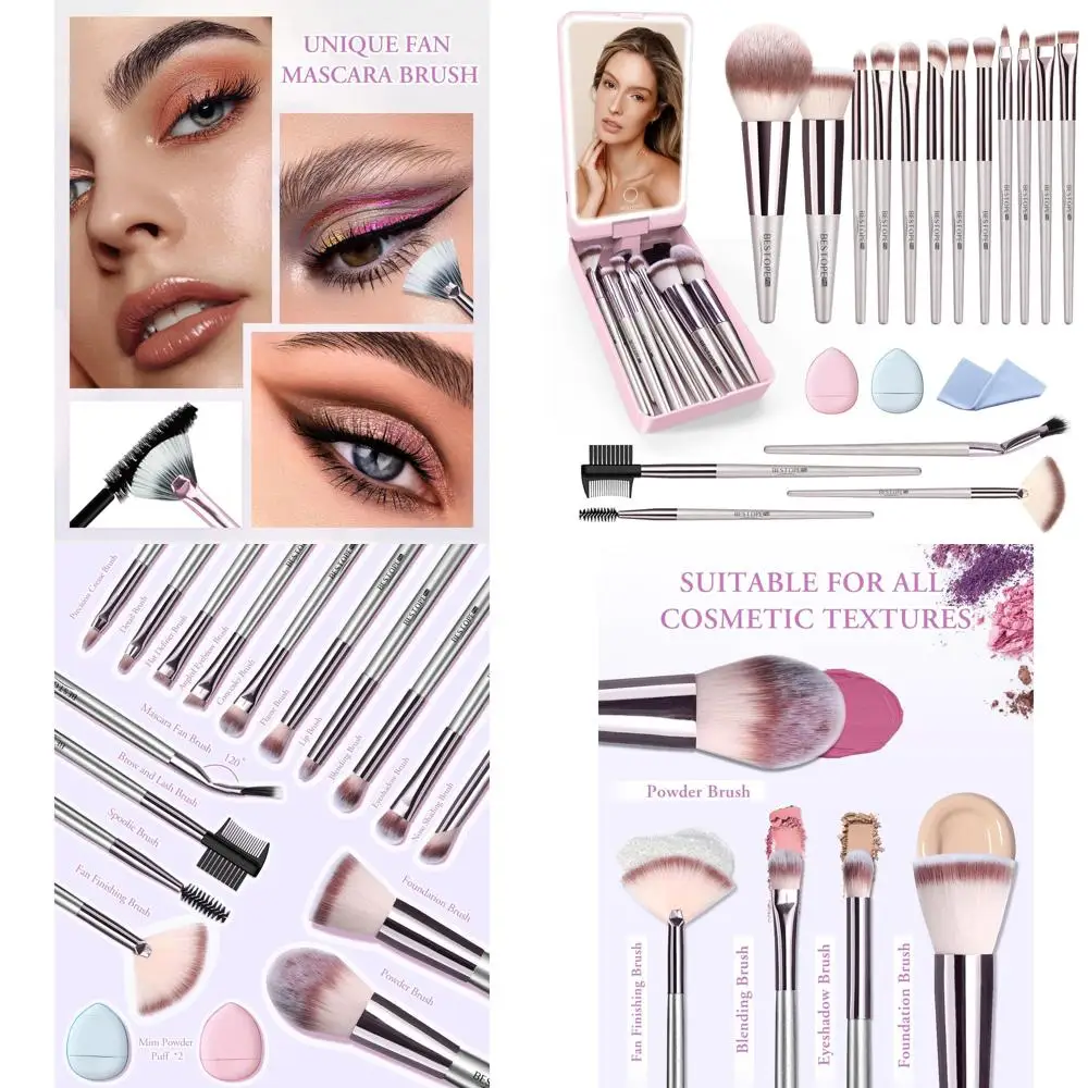 

Makeup Brushes with Case, 20PCs Travel Makeup Brush Set, Foundation Concealer Blush Eyeshadow Brush Set Contour Powder Eyebrow E