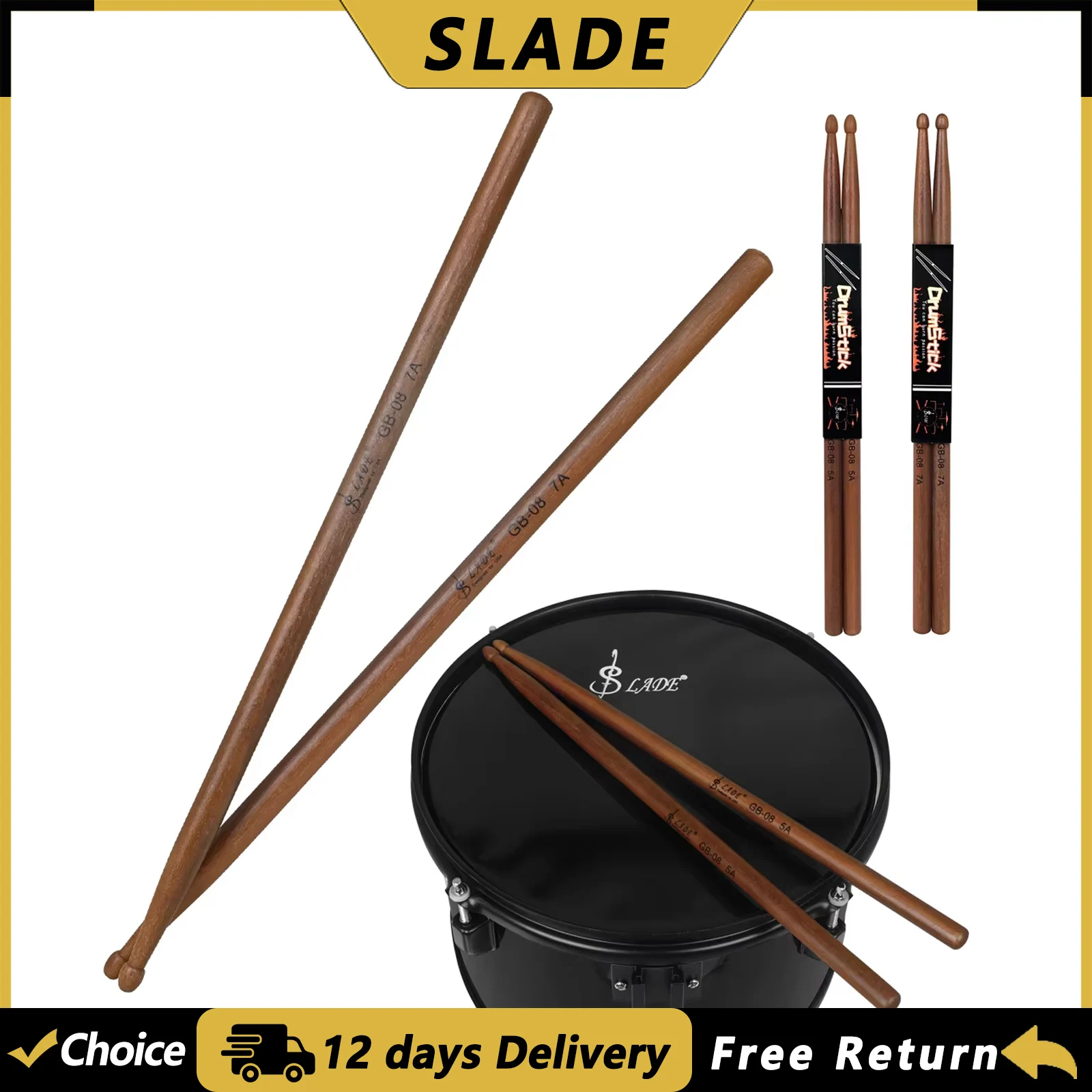 SLADE 5A/7A Drumsticks Mahagoni Trommelstöcke Trommelschlägel Professionelle Percussion Musikinstrument Teile & Zubehör