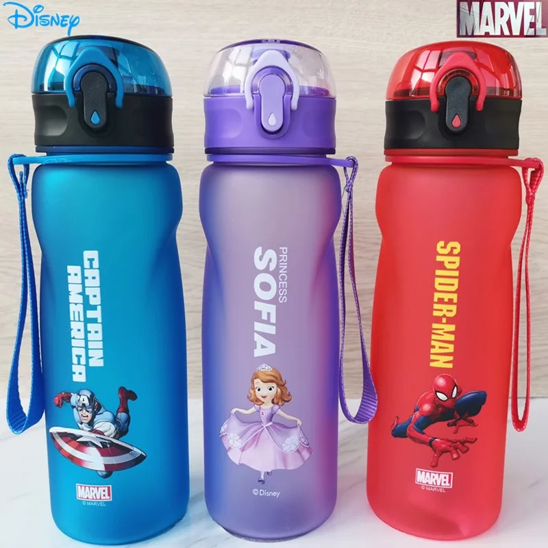 650ML DISNEY Mickey water bottle MARVEL Spider-Man Children's Plastic Water Cup Outdoor Travel drink ware for kids Sports Bottle