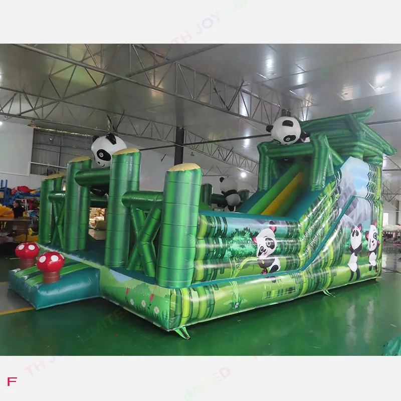 

free ship to sea port, commercial dry inflatable slide playground, 7x5m cute panda animal inflatable slide fun city