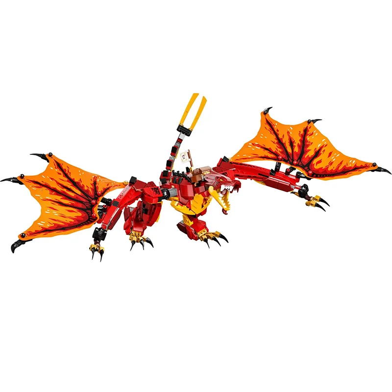 560 Piece Bricks Fire Dragon Set Model Building Blocks Educational Toys For Kids Boy Birthday Gift