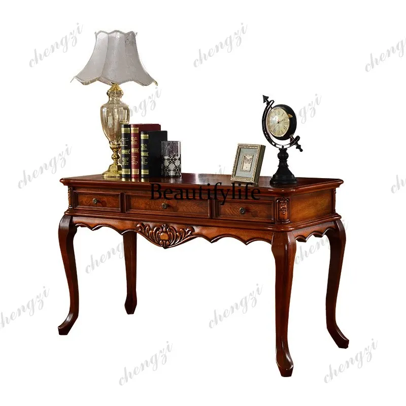 Retro American style, desk and chair combination European style, study storage, computer, office desk and chair