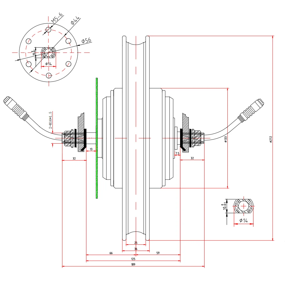 Electric Bicycle Conversion Hub , High Speed, High Torque, 84 V, 52V, 60V, 72V, 80-140km, H, Takeaway Car, 85 N.M, 14 inch