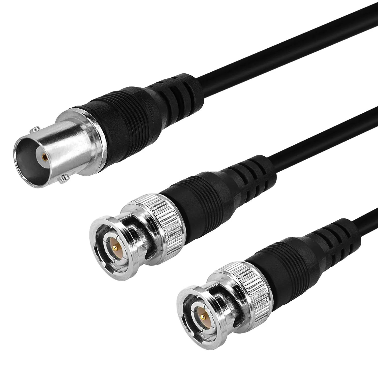 Adapter/rozdzielacz BNC żeńskie na podwójne BNC męskie typu Y do kamer, sprzętu wideo, sond testowych i kabli. — zdjęcie produktu 2