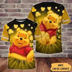 Disney Winnie The Pooh Schattige Cartoonfiguren Dames T-Shirts Tops Heren Vrijetijdskleding Mode Disney Merk Zomer Streetwear T-Shirt
