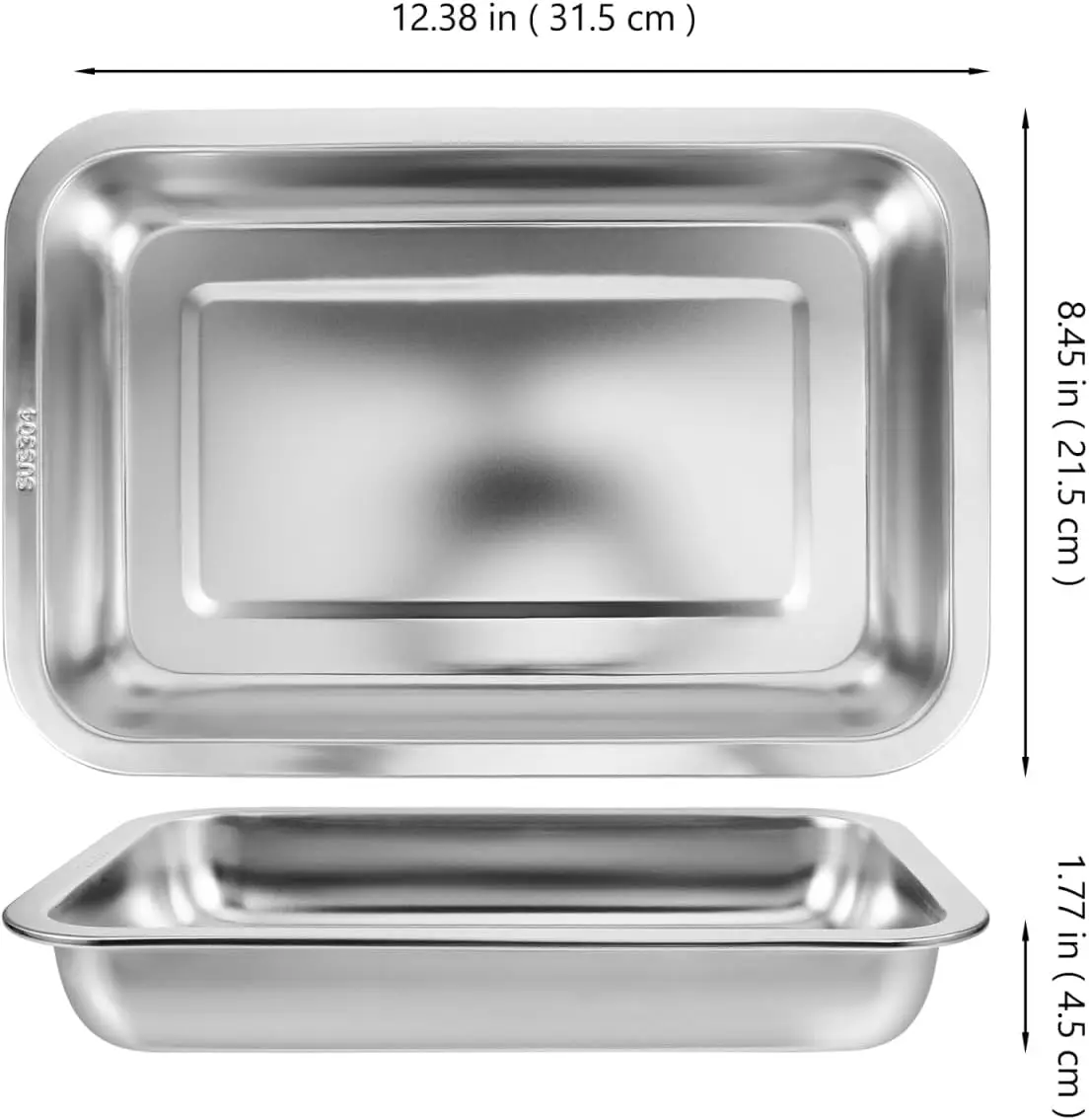 Caja de arena para gatos de acero inoxidable: entrada baja, bandeja abierta pequeña para gatos, hámsteres, conejos, 31,5x21,5x4,5 cm, plateada