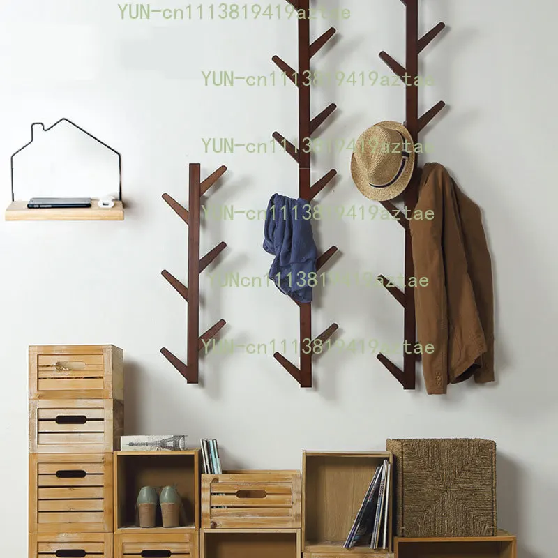 JP150420 Creative Bamboo And Wood Hanger Wall Hanging Hanger Living Room Bedroom Decoration Hanger Wall Shelf 6/8/10 Hook