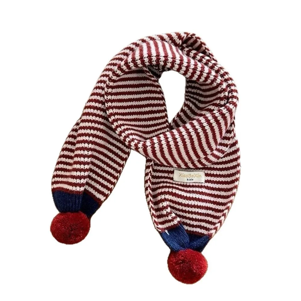 Thick Warm Knit Knit Striped Scarf Soft Windproof Fabric Striped Pattern Baby Winter Scarf Elastic Stretch Fit