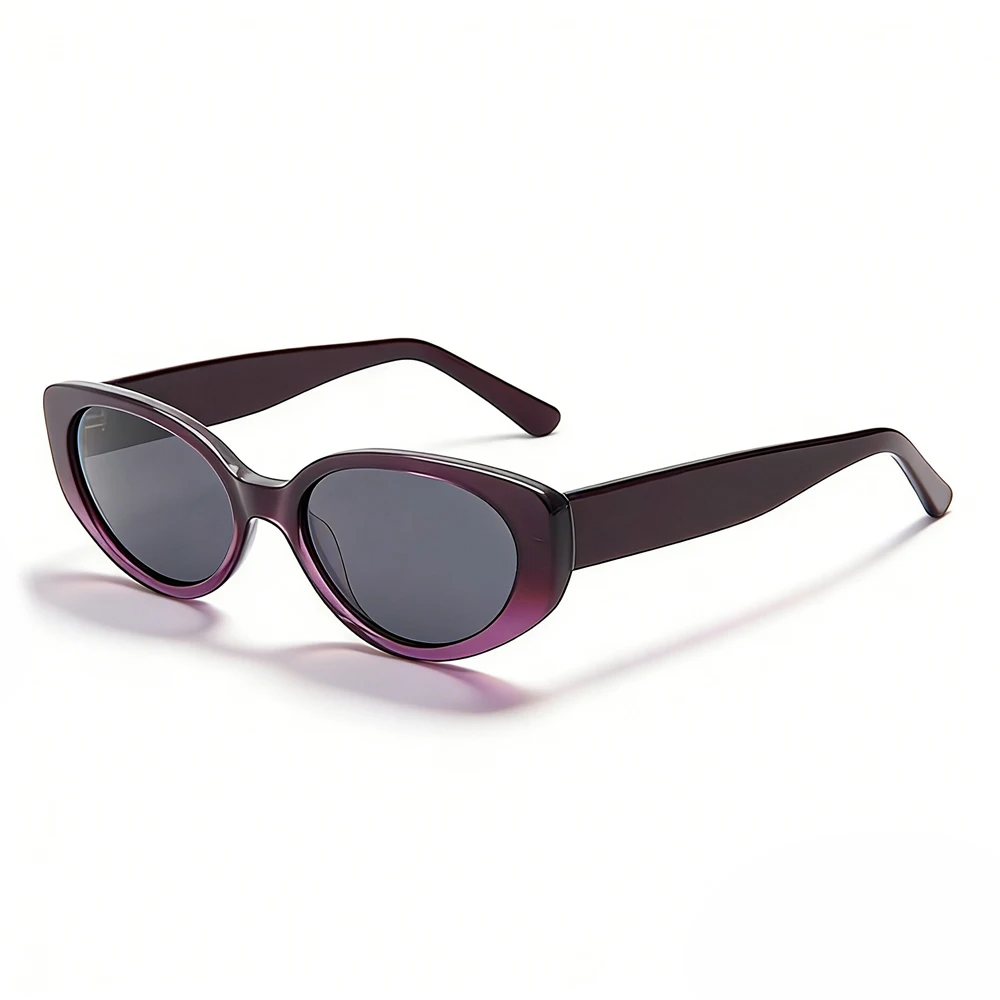 Benyi Trendy Vintage Oval Acetate Polarized Lightweight UV Protection Fashion Comfortable Ladies Sunglasses