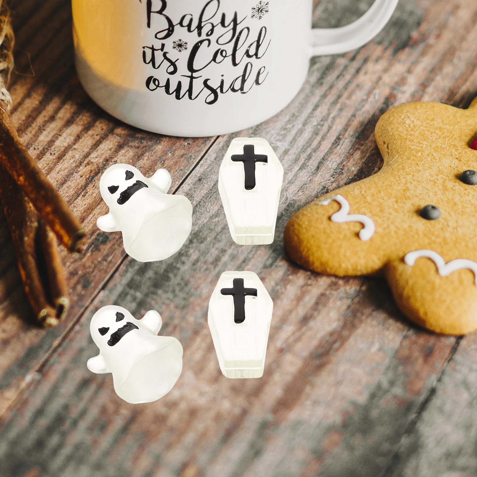 

4pcs Glow In The Dark Tombstone Decor Resin Mini Garden Decorations Halloween Scene Layout Props Desktop Adornment Home Office