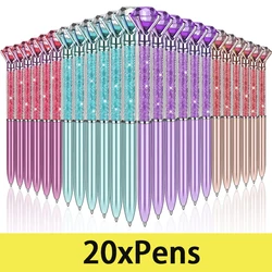 20Pcs Big Crystal Diamond Pens Rhinestones Ballpoint Pen Black Ink Ball Pens Student School Office Supplies