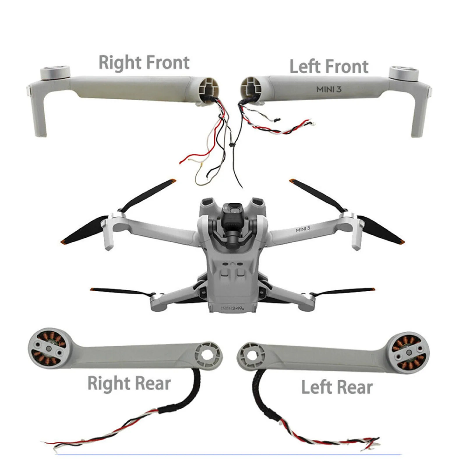 1pc Drohnen motor Arm für Dji Mini 3 vorne hinten links rechts Arm Shell Cover Case mit Motor teilen Ersatz Drohne Zubehör