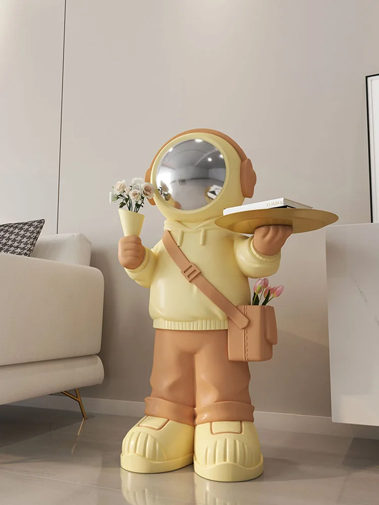 Home Decor Bouquet Astronaut Floor Decoration Statues Sculptures Luxury Living Room TV Cabinet Sofa Side Coffee Table Ornament