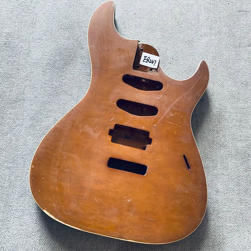 EB247 Custom OEM Order Unfinished Electric Guitar Body SSH Pickups Custom Tremolo in Solid Wood Surface Dirty Damages for DIY