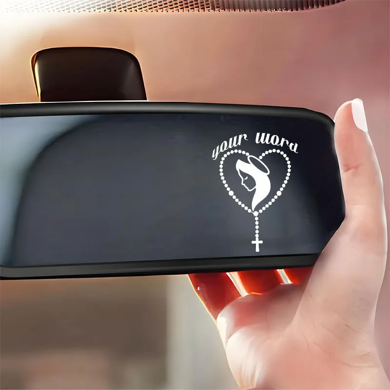 

2 шт./компл. «Ваше слово» наклейка в форме сердца и фигурки (черная) - самоклеящаяся водостойкая виниловая наклейка для зеркала заднего вида автомобиля (просто нанесение)