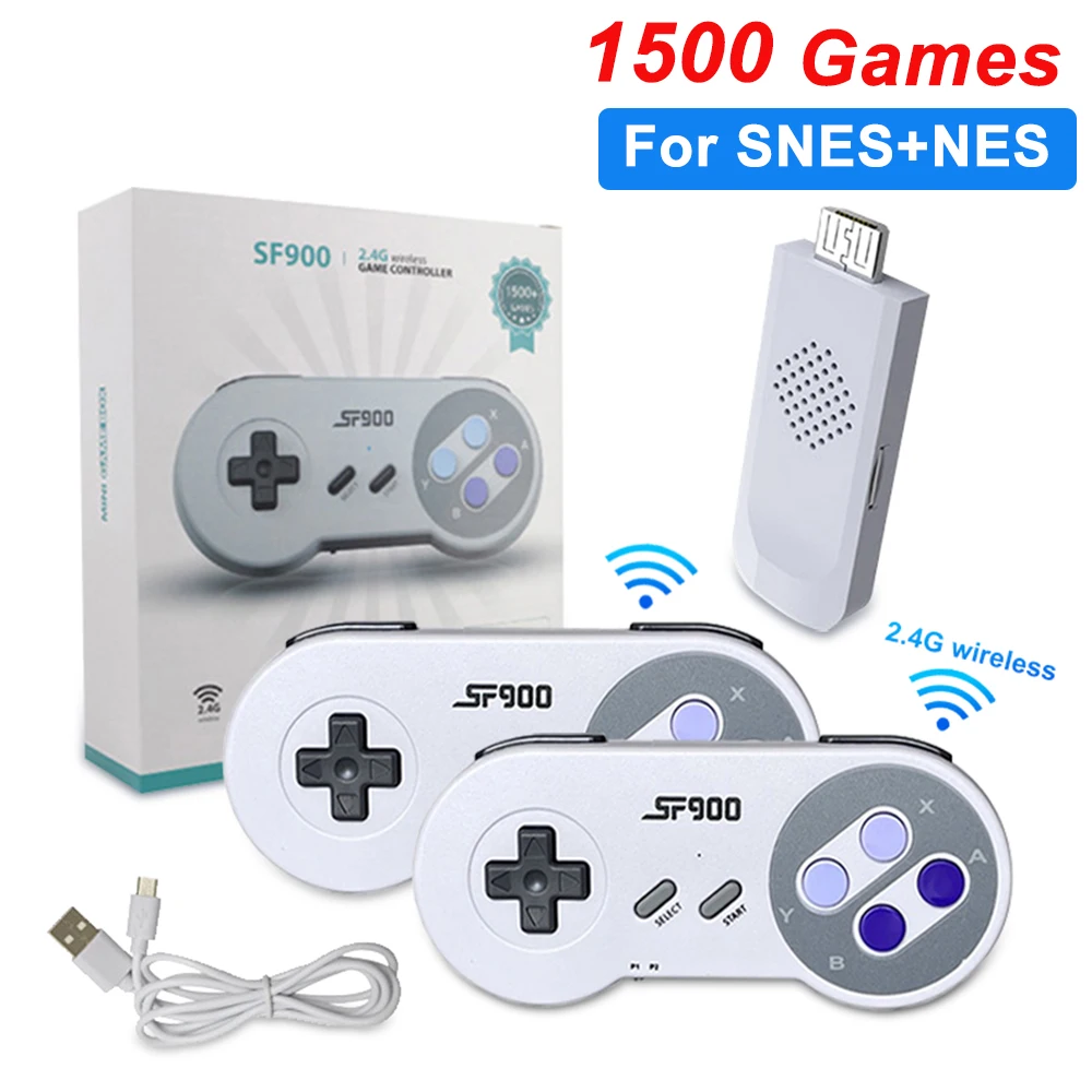 

SF900 Retro Game Console HD Video Game Stick With 1500 Games for SNES Wireless Controller 16 Bit Consolas De Videojuegos for NES