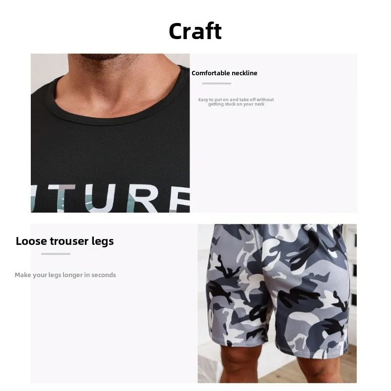 Men Pajama Set Simple Teen Spring Summer O-Neck Pullover Short Sleeve Shorts Loose Breathable Loungewear 2 Piece Set Sleepwear