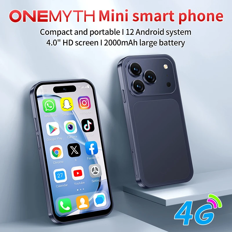 ONEMYTH A18 Pro Mini Smartphone 4.0'' Screen Quad Core 2GB RAM 16GB ROM LTE 4G Dual SIM Type-C Android CellPhone Face Unlock