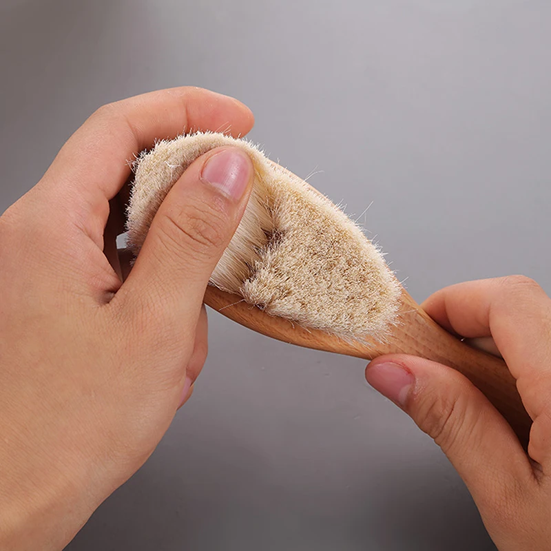 1Pc Baby Care Pure Natural Wool Baby Wooden Brush Comb Brush Baby Hairbrush Newborn Hair Brush Infant Comb Head Massager`-..