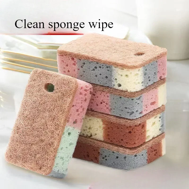 1Pcs Dishwashing Sponge Wood Pulp Cotton Color Magic Cleaning Sponge Remove Rust Pot Brushes Kitchen Washing Tool Cleaner