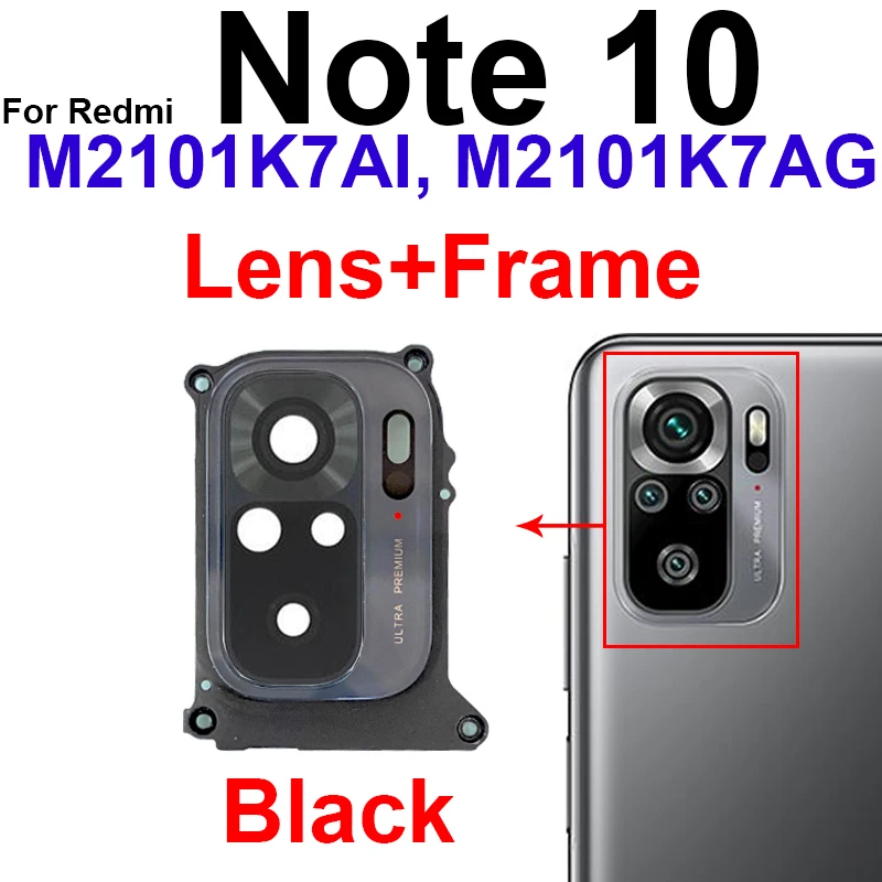 Main Rear Camera Glass Lens Frame Holder For Xiaomi Redmi Note 10 Note 10S Note 10T 5G Back Glass Lens with Sticker Glue Parts