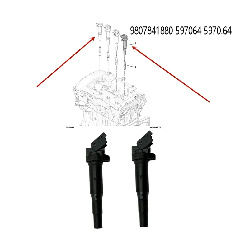 

4 шт. Катушка зажигания для Peugeot 207 208 308 Citroen C3 C4 VTI 1,4 1,6 THP 9807841880 597064 5970,64