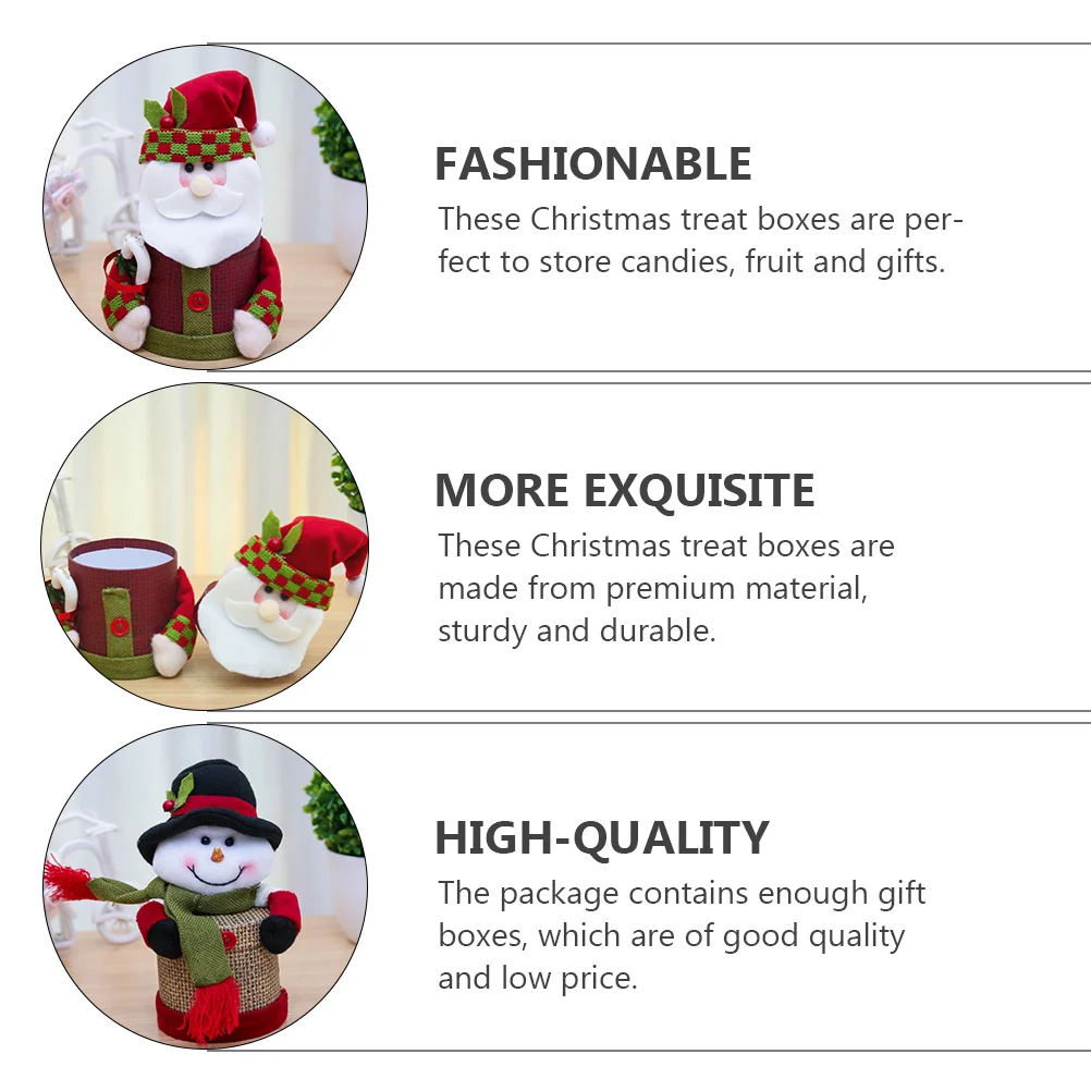 

3Pcs Santa Claus Gift Boxes Christmas Pattern Candy Storage Boxes Xmas Present Packing Festival Supplies Christmas Gift Box