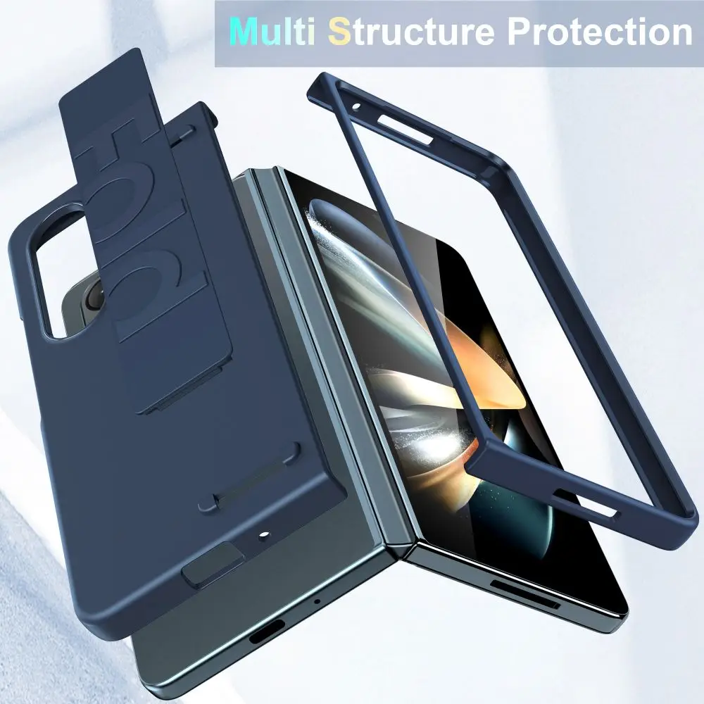 For Samsung Galaxy Z Fold 6 5 4 3 Case ZFold3 Luxury Ultrathin Matte Silicone Wristband Transparent Shockproof Folding HardCover