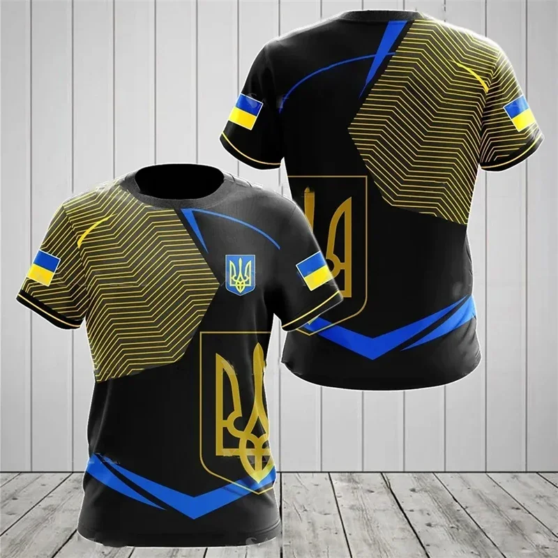 Fashion New Ukrainian Flag Graphic 3D Print T-shirt Ukrainian Emblem Men’s Sports Tops  National Day Gifts Personalized Tee