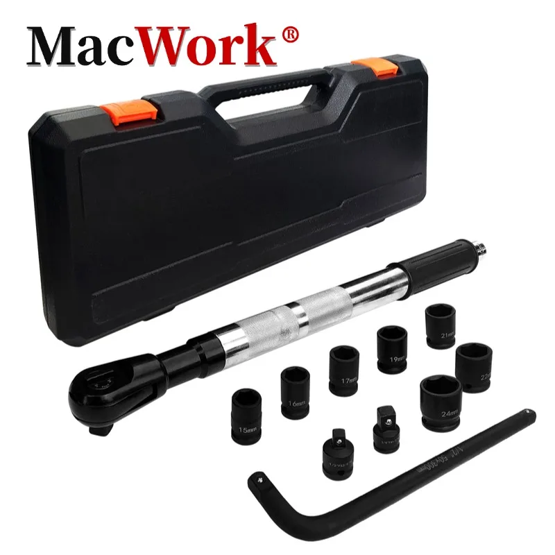 11PCS 1/2in Drive Metric Standard Impact Socket Set With 1/2in Ratchet Wrench Impact for Electric Drill L Handle 9 Impact Socket
