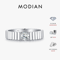 MODIAN D Color Moissanite Ring 925 Sterling Silver Trendy  Wide Eternal Stackable Finger Rings For Women Unisex Fine Jewelry