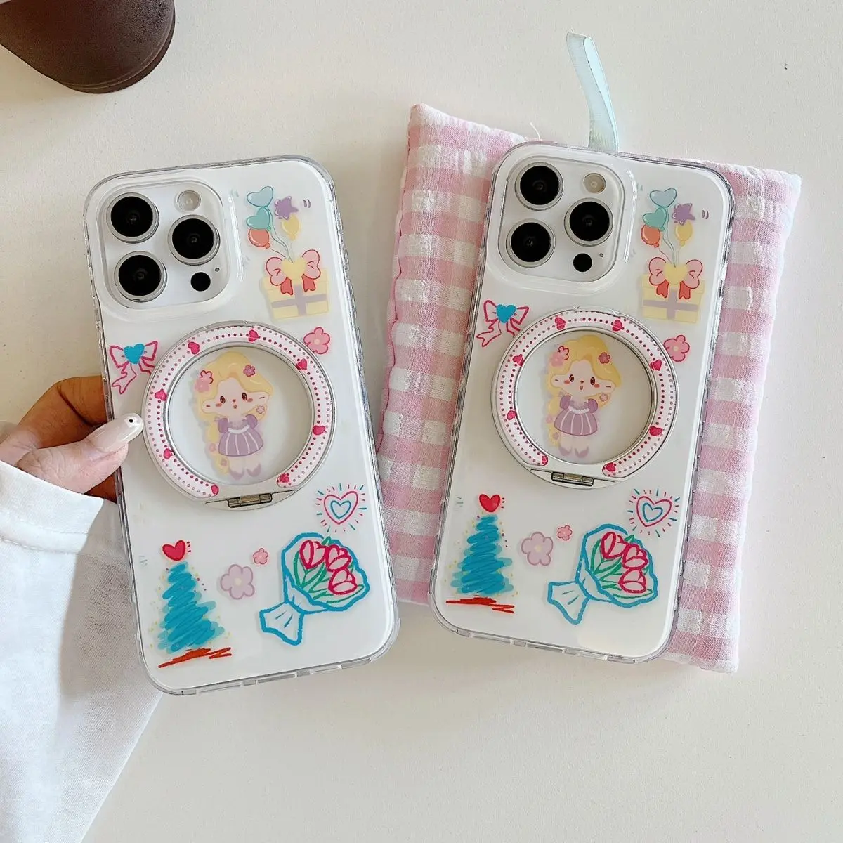 INS الكرتون لطيف الأرجواني فستان فتاة صغيرة بالتنقيط الغراء محور نقطة جراب هاتف آيفون 17 برو ماكس 14 15 16 برو ماكس مكافحة سقوط غطاء #3