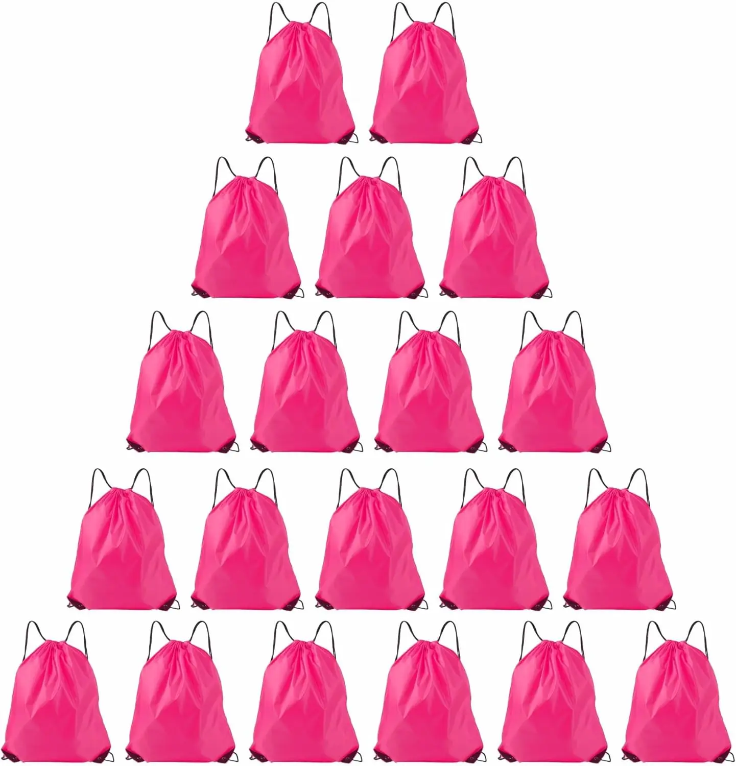 Paquete de 20 mochilas con cordón de ajuste, color fucsia, bolsas con cordón de 16.5"x13.3", bolsas ligeras para viajes y regalos, para deportes al aire libre