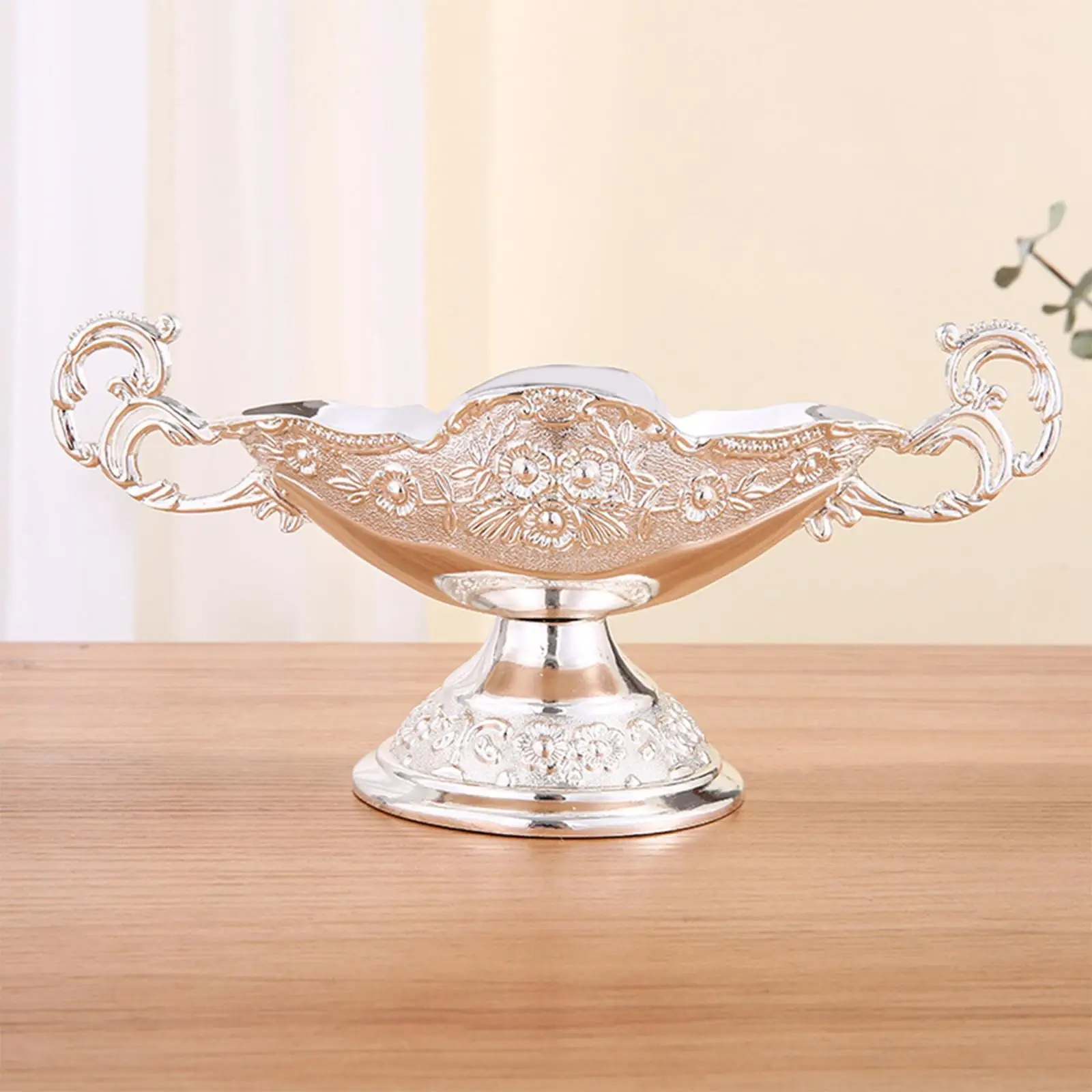 Fruit Bowl Floral Embossed Luxury Fruit Plate Decorative Serving Bowl for Kitchen Counter Hotel Dining Room Living Room Wedding