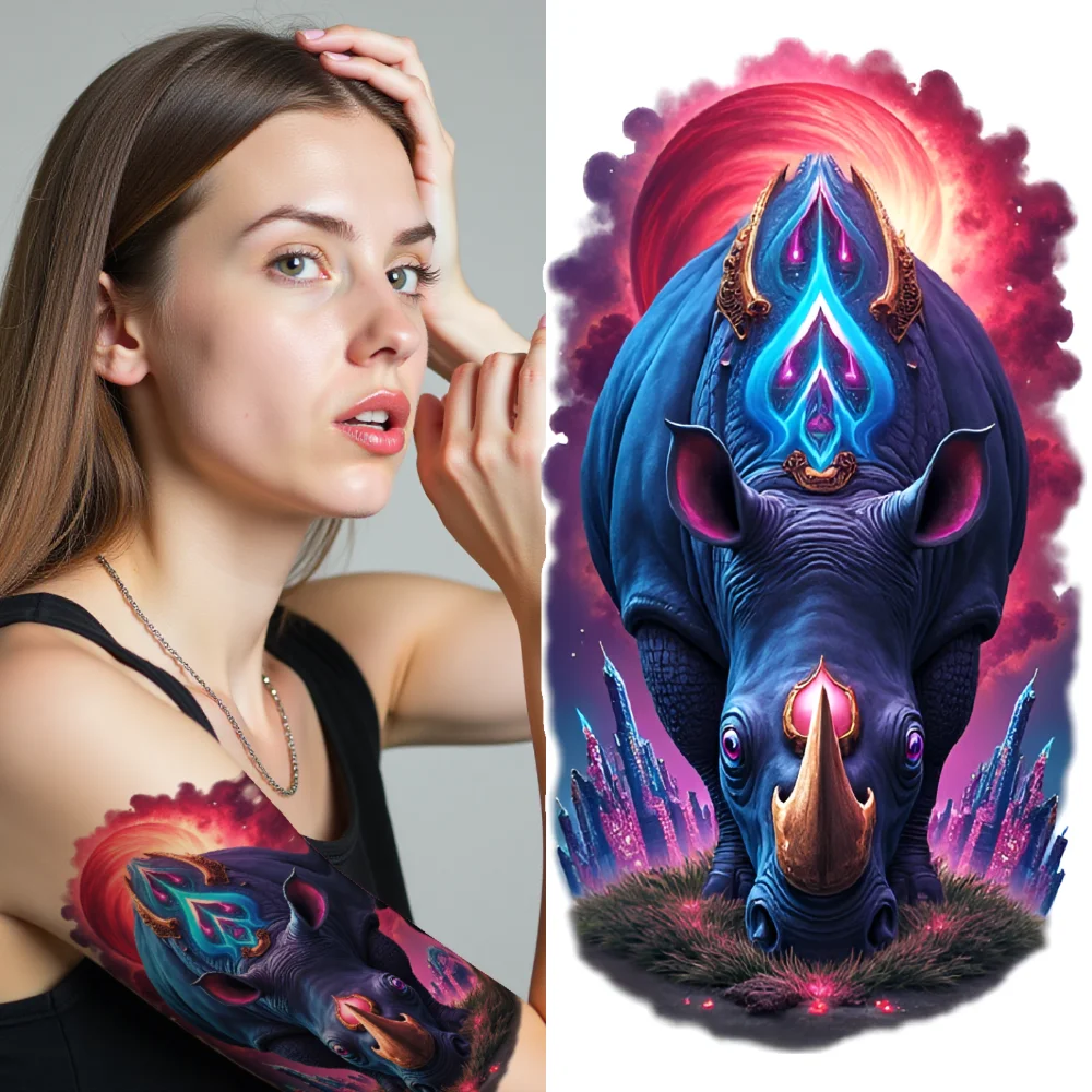 

3pcs Temporary Tattoo Colorful Realism Vibrant Dog Fiery Boar Colorful Bat For Arms Thighs Adults