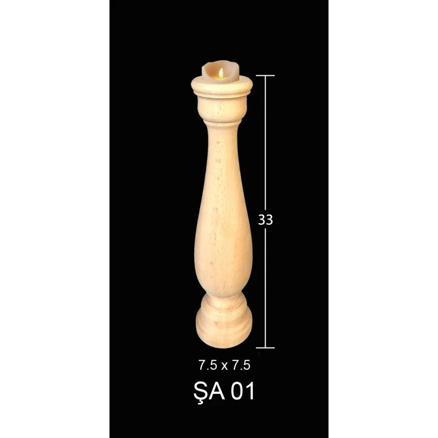 ŞA01 33cm Table Top Candelabra, Wood Painting Mdf Candlestick