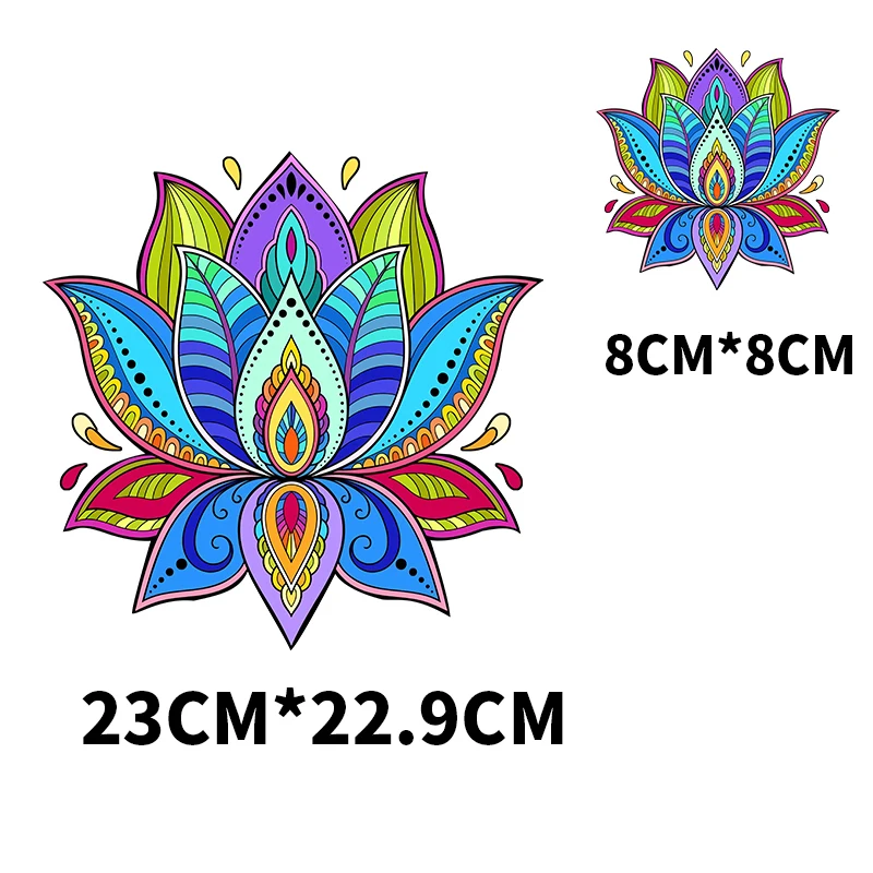 Fashionable Women\'s Yoga Print DIY Decorative Tops Iron On Patches Mandala Flower Combo Size Vinyl Washable Stickers