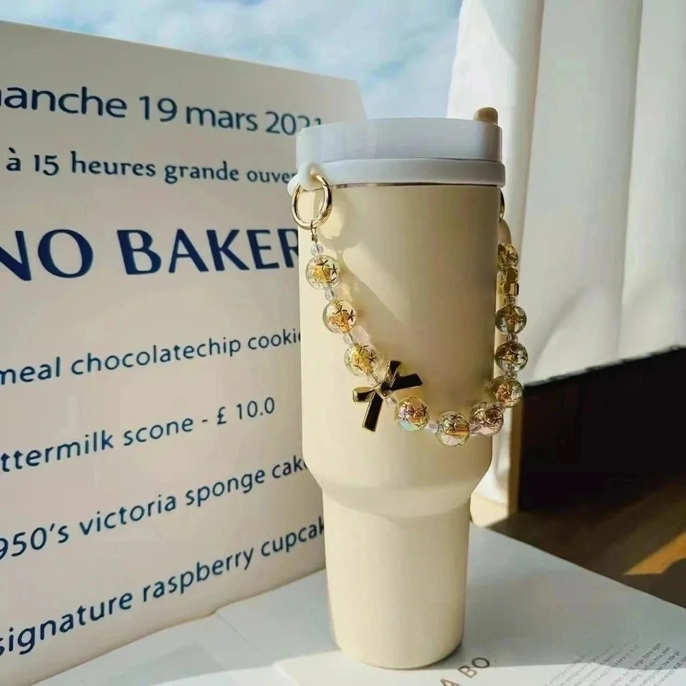 Luxury Beads Water Bottle Carrier Tumbler Handle Strap For Stanley Cup 40/30 oz Accessories Thermos Cups Sling Holder With Strap
