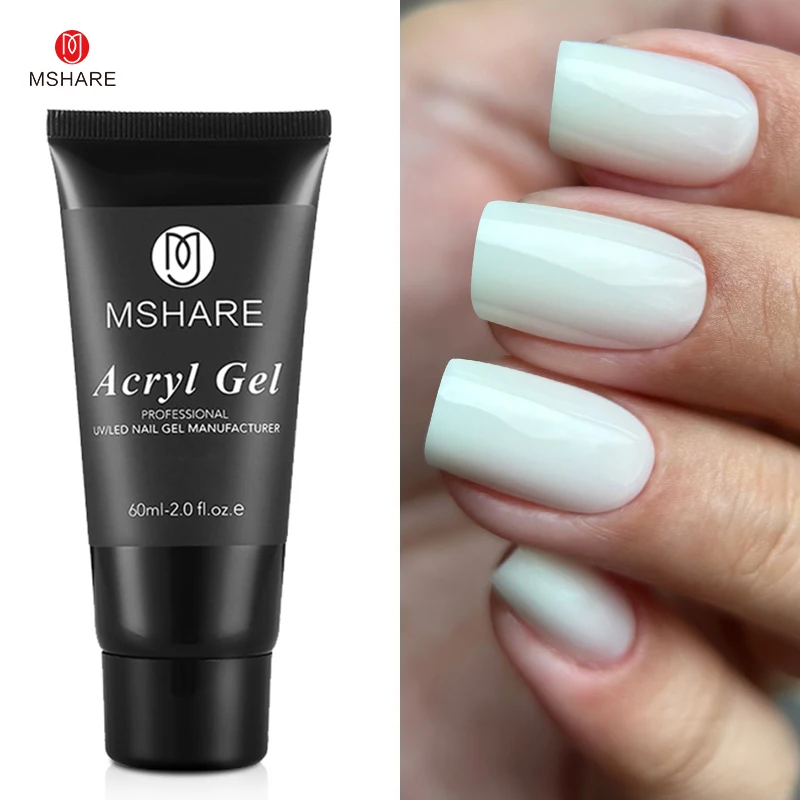 MSHARE Poly Nails Acryl Gel 60 ml Builder UV Led Acrylgel Nägel Extensions Acryl Rosa Weiß Klar Acryl Hema Tpo Free Gel