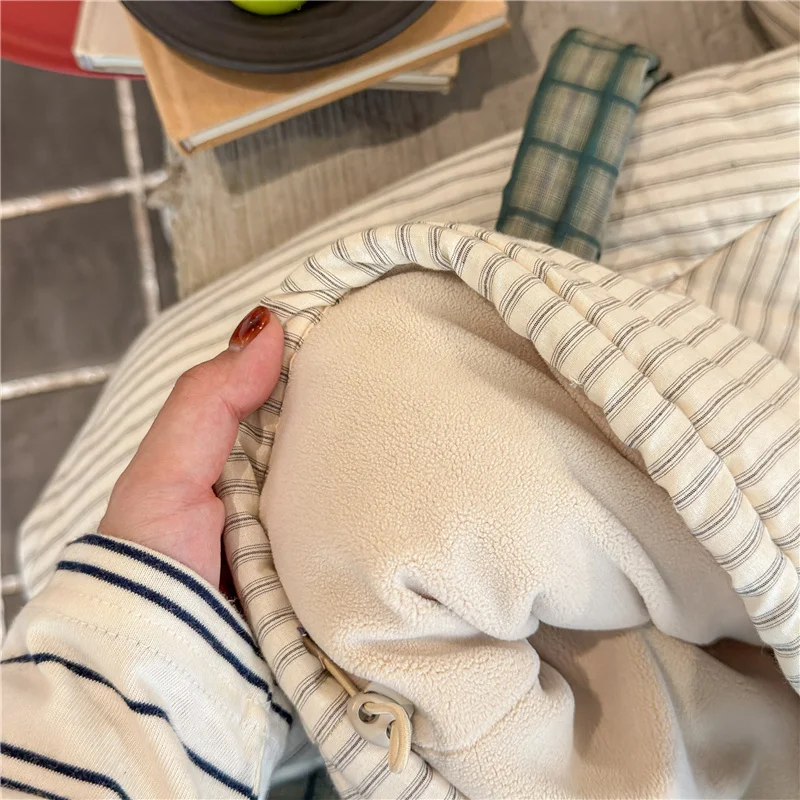 Winter-Kinderjacken mit Fleecefutter Neue Dicke Plüsch-Wärmemäntel für Kinder Gestreifte Kapuzenjacken mit Baumwollpolsterung 1-6 Jahre – Detail 13