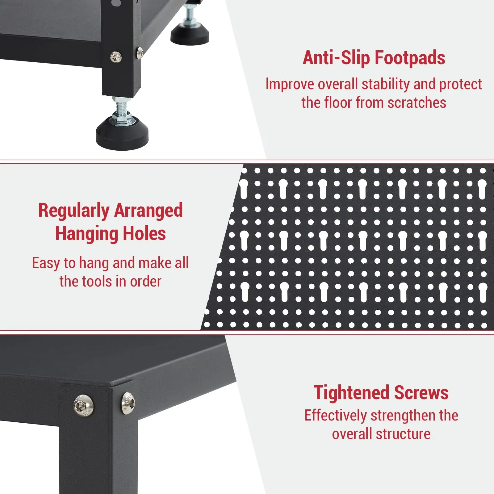 Heavy Duty Garage Workbench with Pegboard,32" Adjustable Garage Workbench with Tool Organizer,Industrial Metal Work Table with S