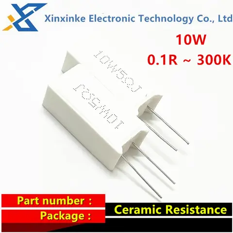 5PCS 10W Ceramic Resistor 5% Vertical Cement Resistance 10W150R 0.1R 0.2R 0.22R 0.33R 0.5 Ohm 1K 2K 3K 20K 1R 2R 10R 100R 300R