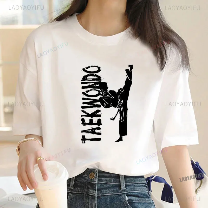 Unisex Men Taekwondo Girl Tshirt Vintage Funny Novelty Fitness Clothes 2024 Taekwondo Flag Kanji T Shirt Fashion Kyokushin Top